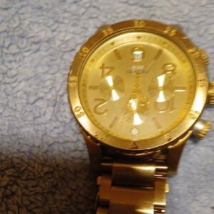 Gold Watch with Metal Band